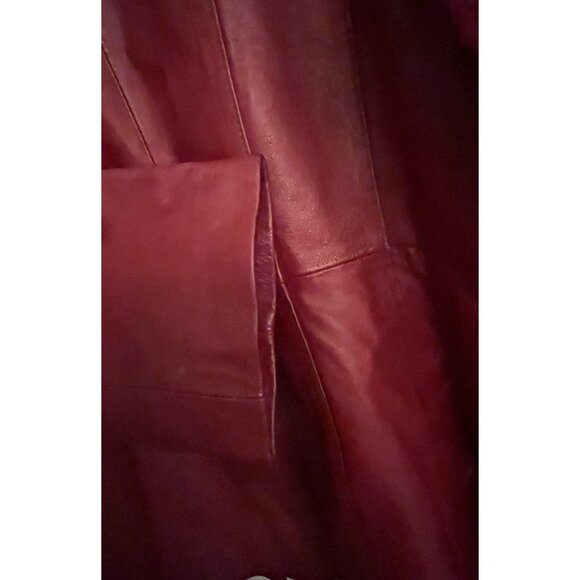Worthington Womens Large Red 100% Leather Jacket Lined Button Up - Picture 16 of 16